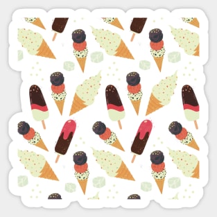 Pattern with the yummiest ice cream cones and popcicles Sticker